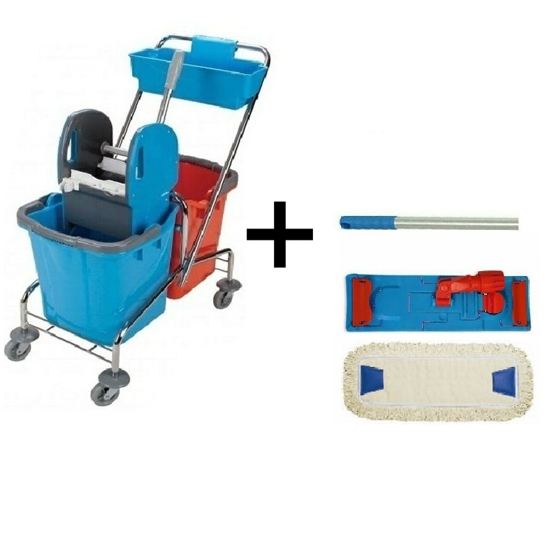Čistiaci vozík DOUBLE 2 x 25 l + sada mopov FLIPPER MASTER 40 cm
