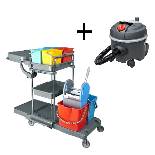 Čistiaci vozík COMPLETE-PL 2 x 25 l + vysávač CTM SP 112D