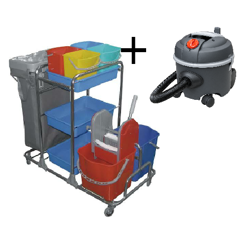 Čistiaci vozík COMPLETE CHROM 2 x 25 l + vysávač CTM SP 112D