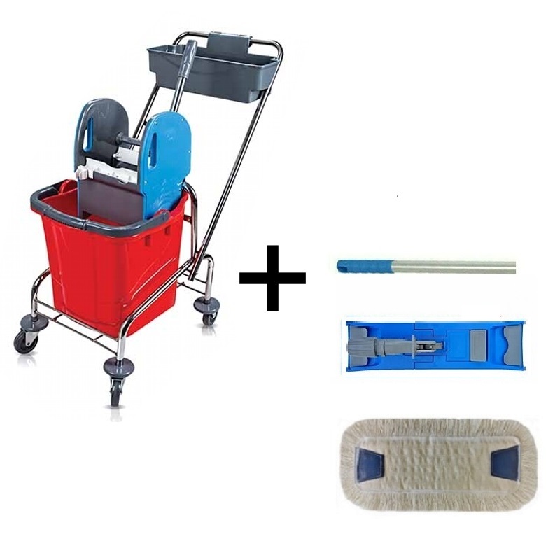 Upratovací vozík SINGLE 1 x 25 l + sada mopov FLIPPER MASTER 40cn