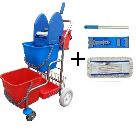 Upratovací vozík DUO PRAKTIK III + FLIPPER Mop zostava s návlekom 40cm